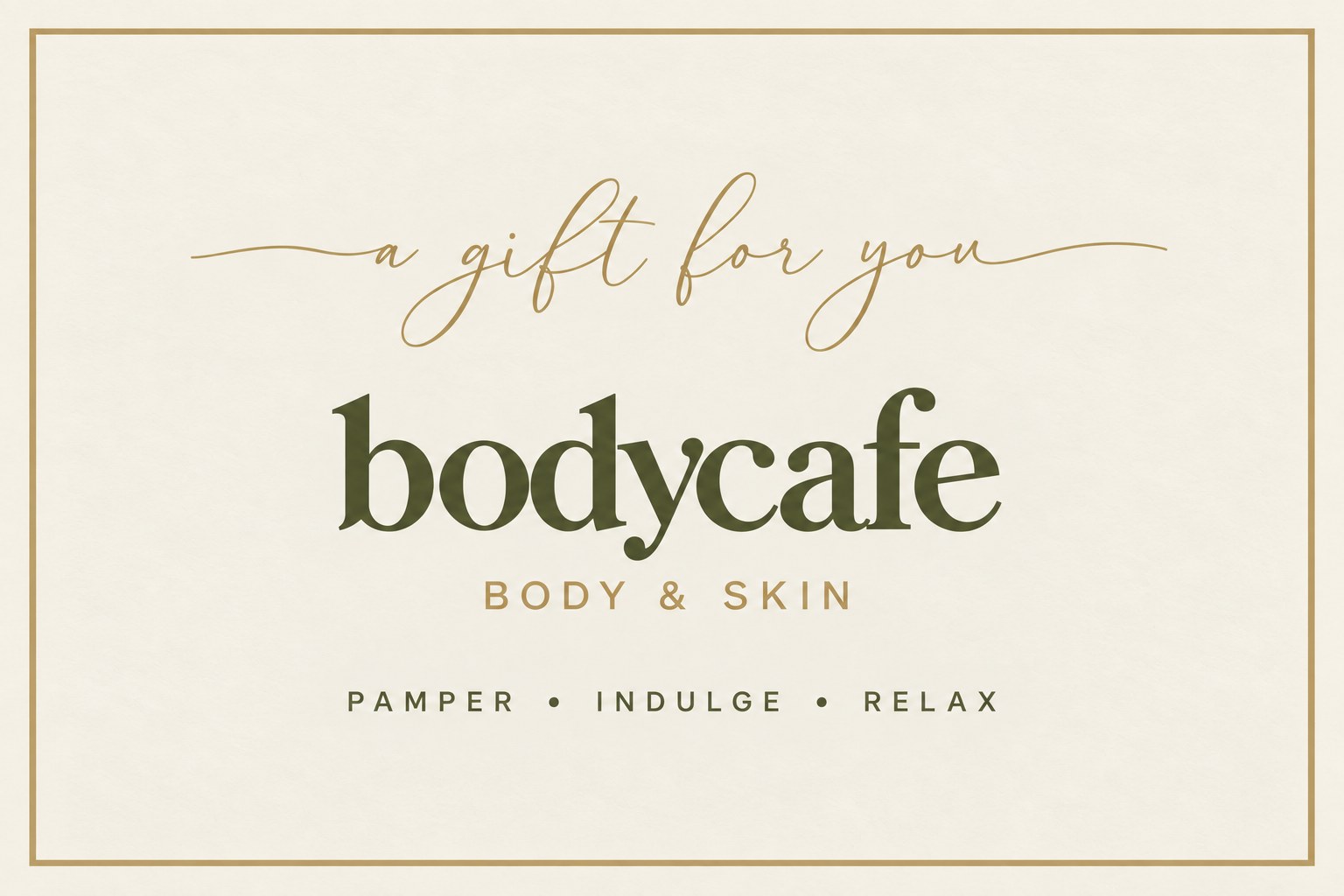 Body Cafe gift voucher card and a gift tag