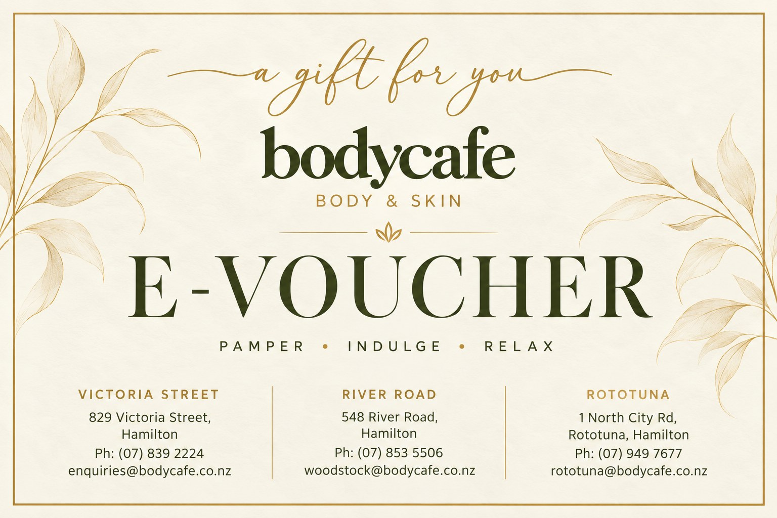 Body Cafe e-gift voucher